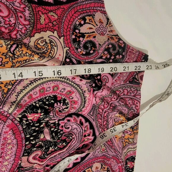 Y2K Impressions Top Size 1X Colorful Slinky Sleeveless Blouse Paisley Abstract - Picture 6 of 6